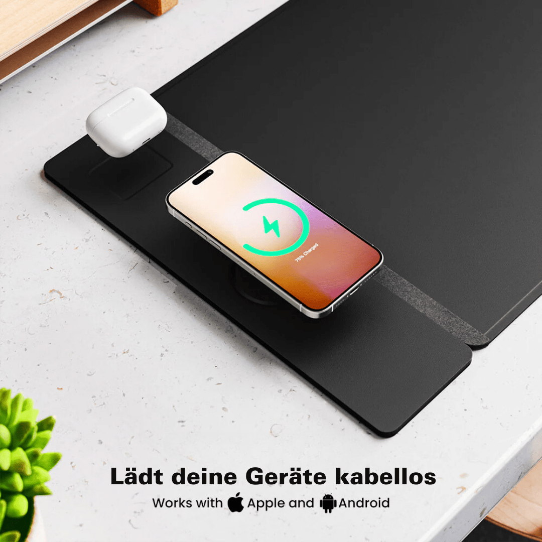 Magnetische Oplaadmuismat 3-in-1 Draadloos Opladen en Verlichten