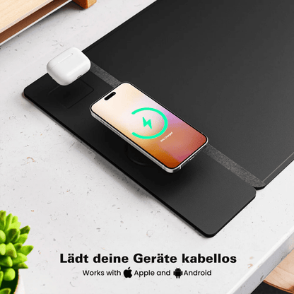 Magnetische Oplaadmuismat 3-in-1 Draadloos Opladen en Verlichten