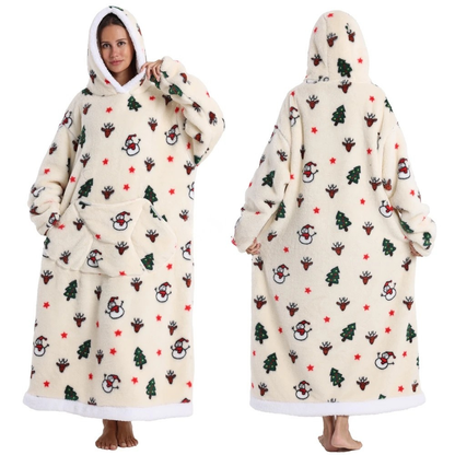 Oversized Flanel Deken Hoodie Warm en Zachte Draagdeken