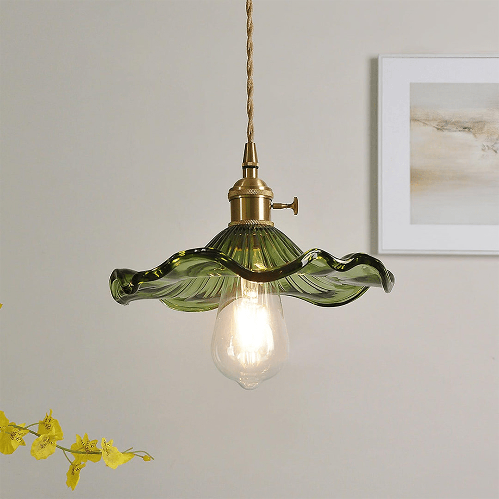 Hibiscus Hanglamp Glas en Messing Verstelbaar E27