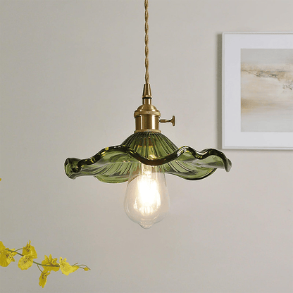 Hibiscus Hanglamp Glas en Messing Verstelbaar E27