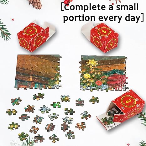 Kerstpuzzel Adventskalender 1000 Stukjes Legpuzzel voor Volwassenen en Kinderen