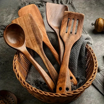 Teak Keuken Set Natuurlijk Houten Bestek