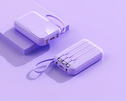 Draagbare Powerbank 10000mAh Snelladen met LED-display en Kabels