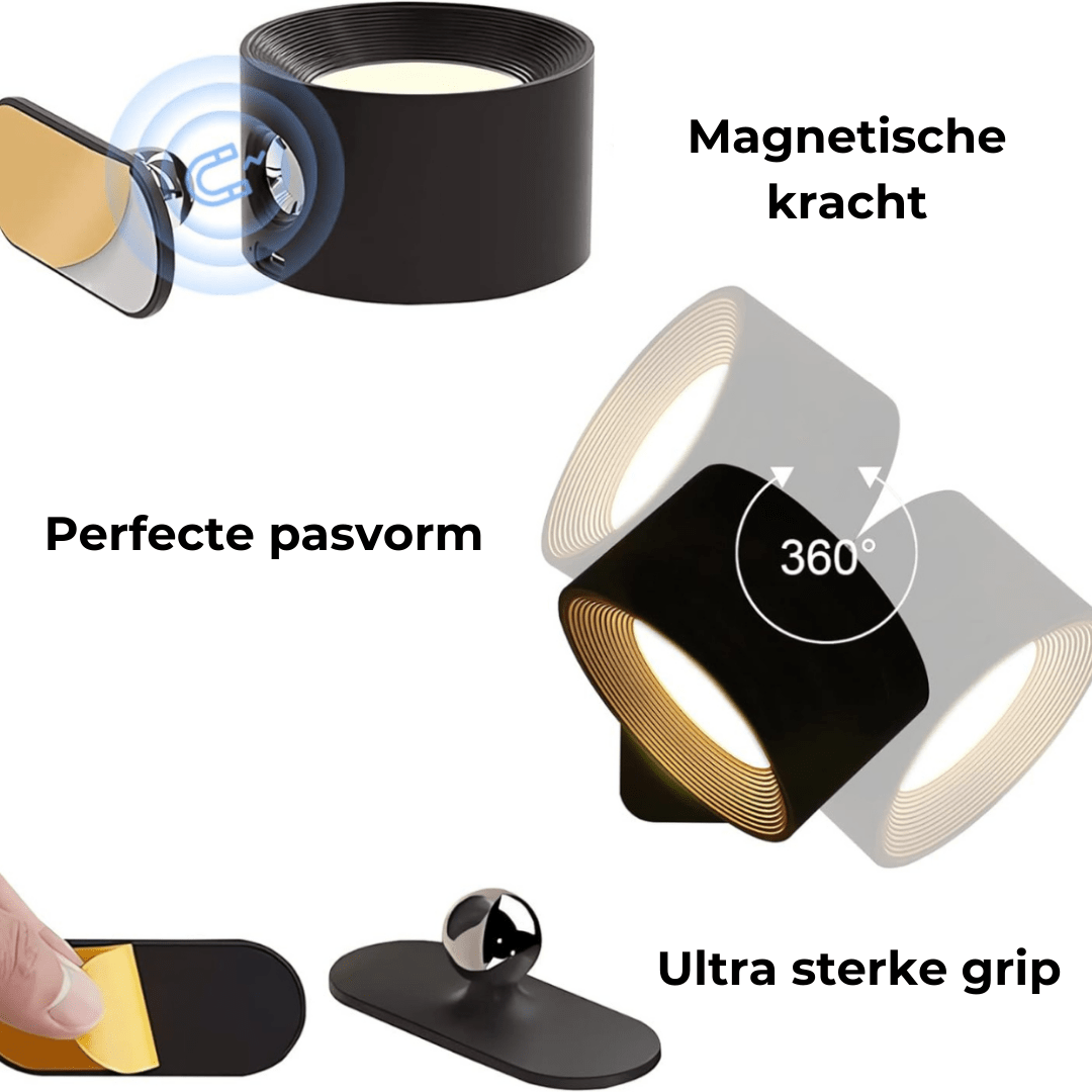 Wandlamp Draadloos Oplaadbaar 360° LED Verlichting