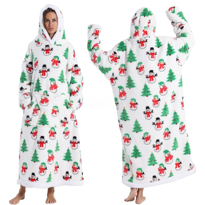 Oversized Flanel Deken Hoodie Warm en Zachte Draagdeken