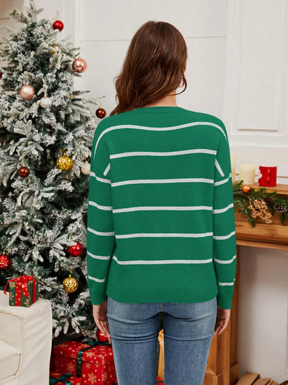 Kersttrui met Pailletten en Santa Print Groen Rood Zwart