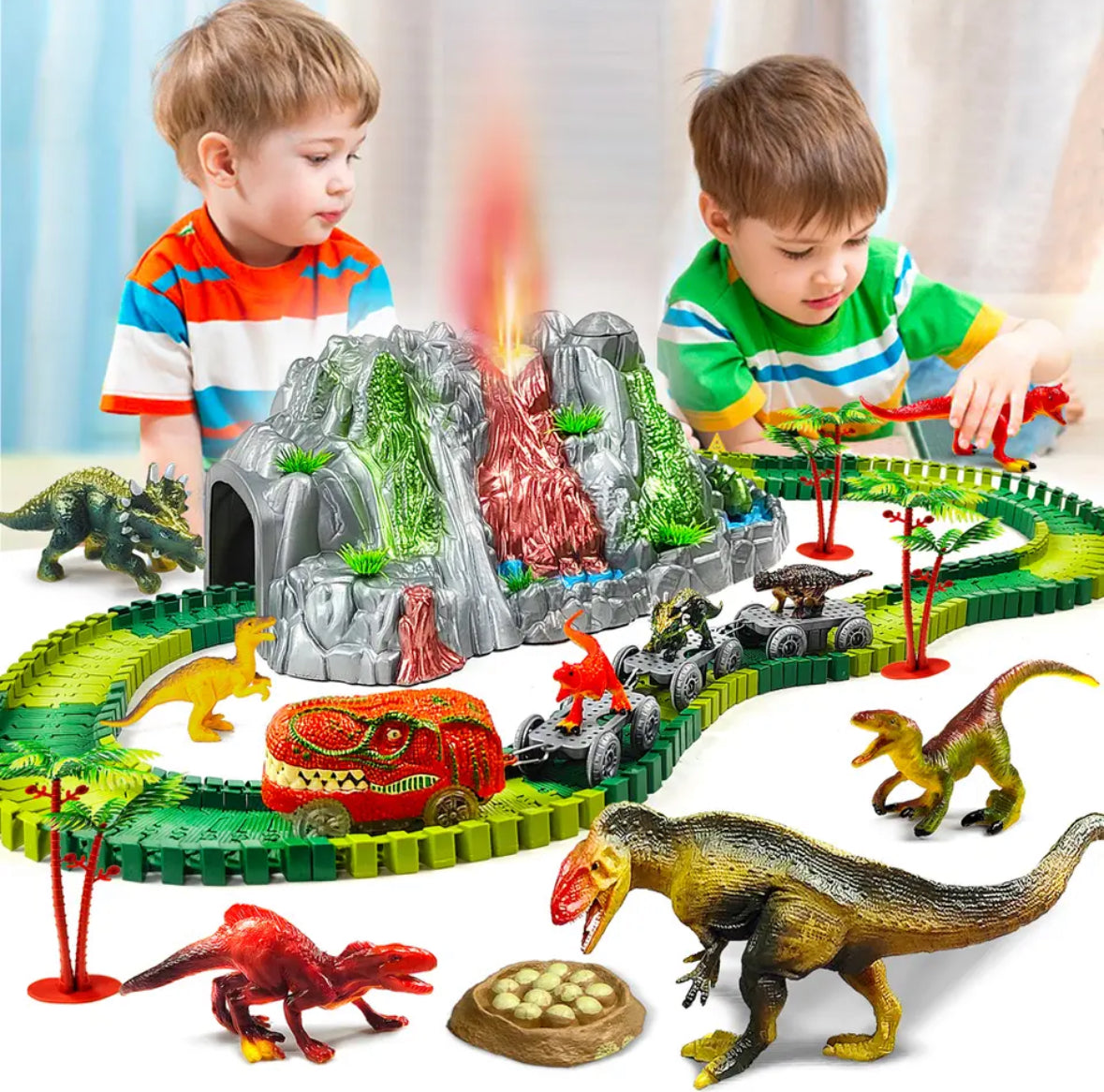 XXL Elektrische Dinosaurussen Racetrack Met Looping - Velinix