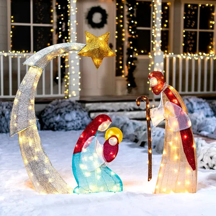 Kerstornament LED Verlicht Heilige Familie voor Tuin en Terras