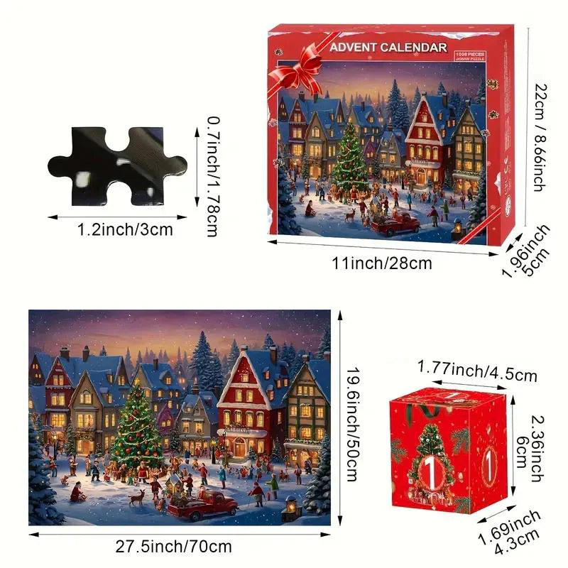 Kerst Puzzel 24 Dagen Aftelkalender Box
