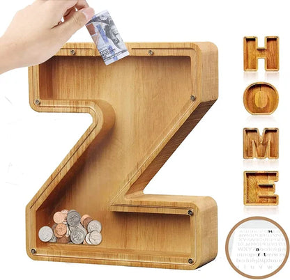 Houten Spaarpot Gepersonaliseerd met Naam of Initialen