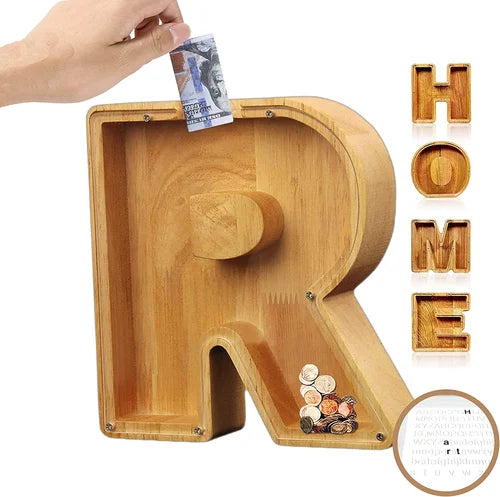 Houten Spaarpot Gepersonaliseerd met Naam of Initialen