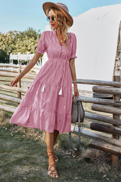 Emily™ – Vrouwen Midikleed V-Hals Ademend Comfort met Elastische Taille-1
