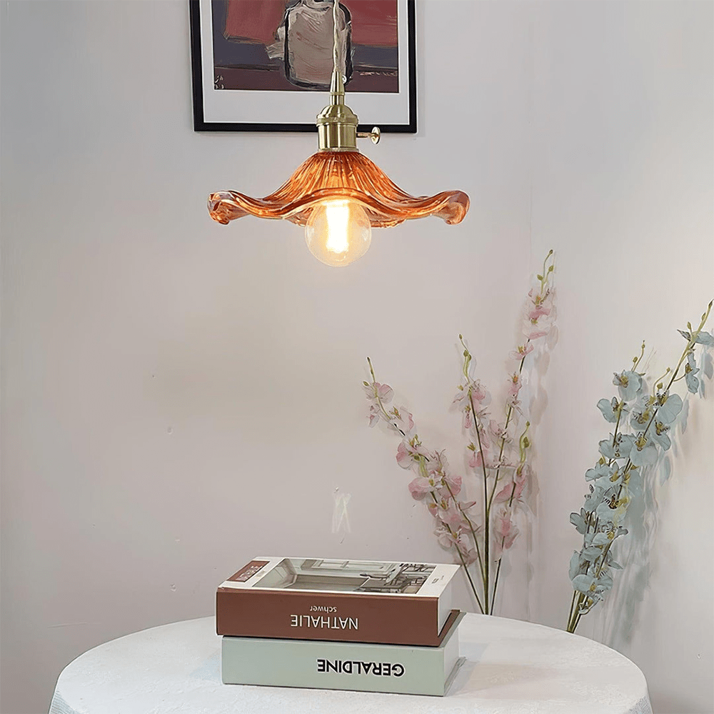 Hibiscus Hanglamp Glas en Messing Verstelbaar E27
