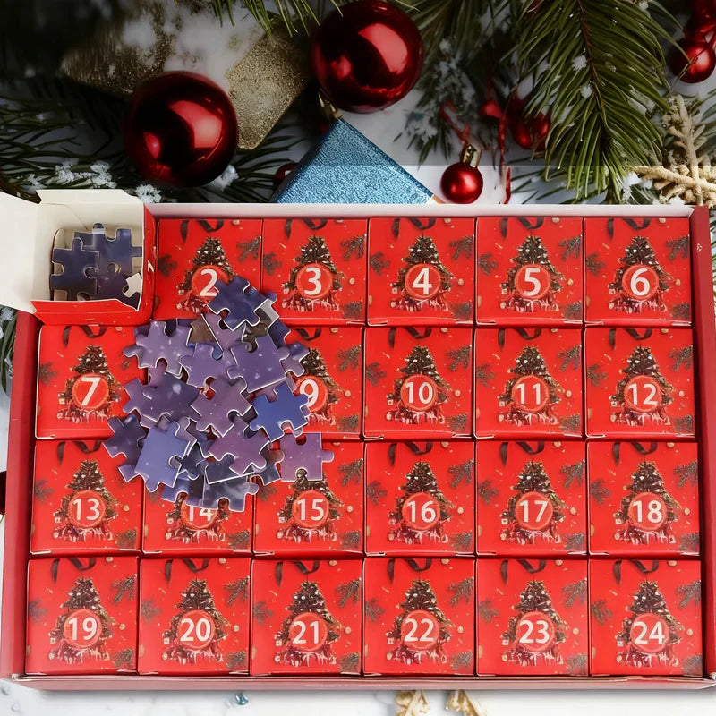 Kerst Puzzel 24 Dagen Aftelkalender Box