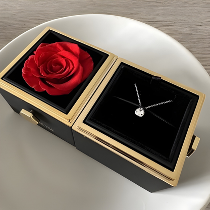 Valentijnsdag Sieradendoos met Eeuwige Roos Ketting - Velinix