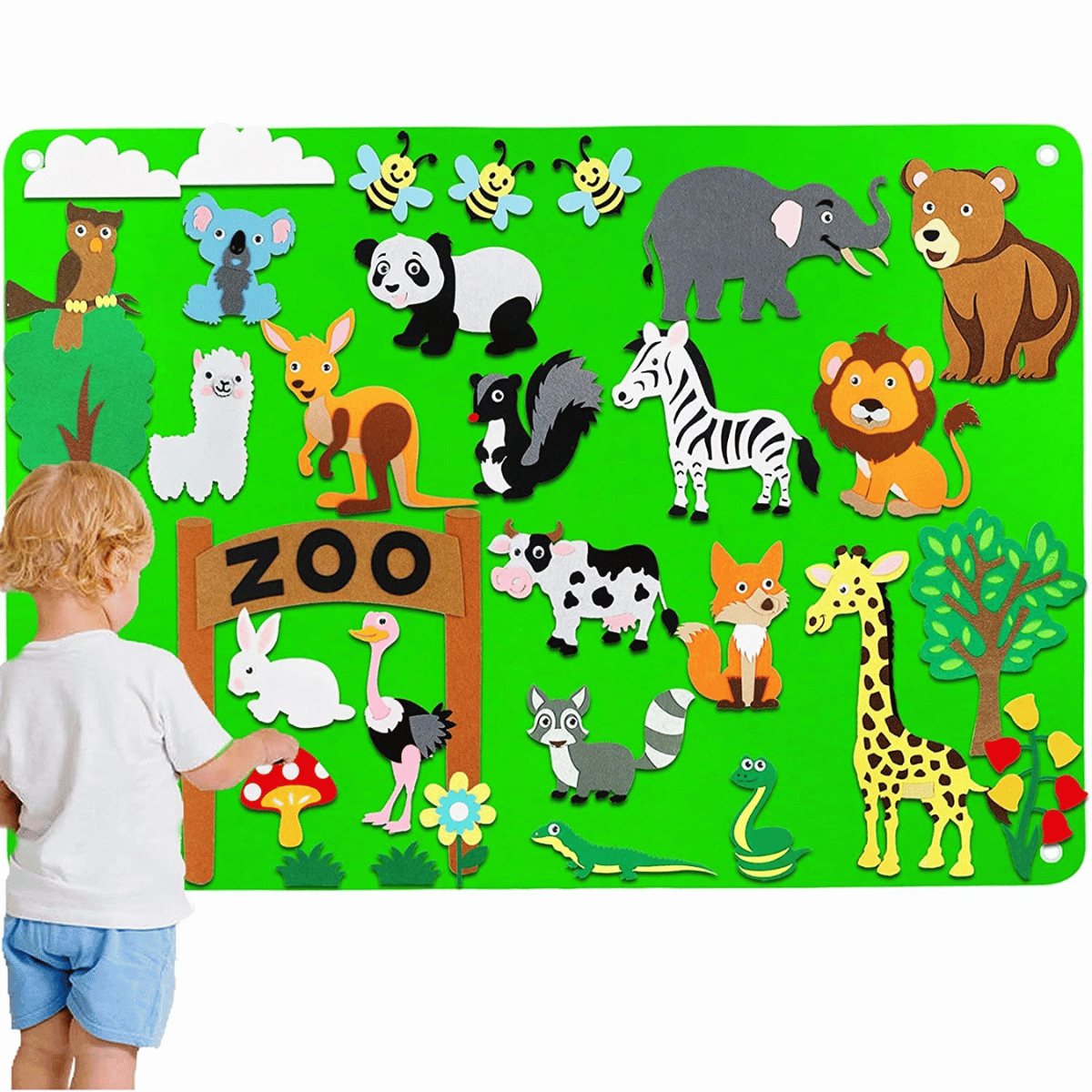 Viltbord voor Kinderen met Dierenfiguren Interactief Speelbord