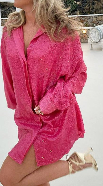 Dames Blouse Glitter Oversized Feestelijke Stijl