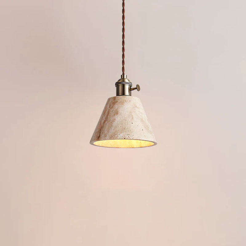 Gele Travertijn Hanglamp met Gouden Details