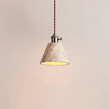 Gele Travertijn Hanglamp met Gouden Details