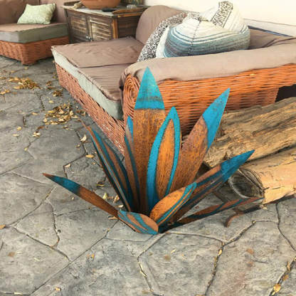 IJzeren Buitenbeeldhouwwerk Agave Plant - Handgemaakt Rustiek Design voor Tuin en Binnen