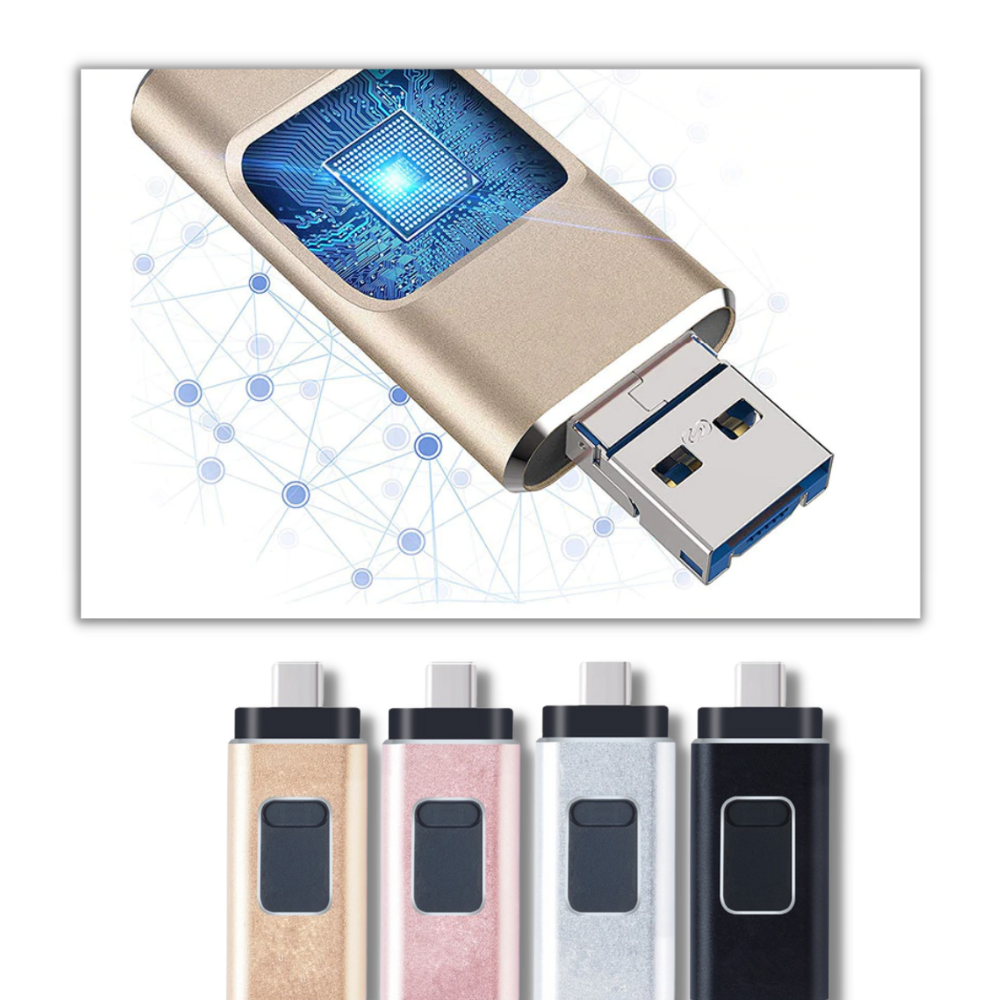 USB-Flashdrive 4 in 1 Met USB-C en OTG