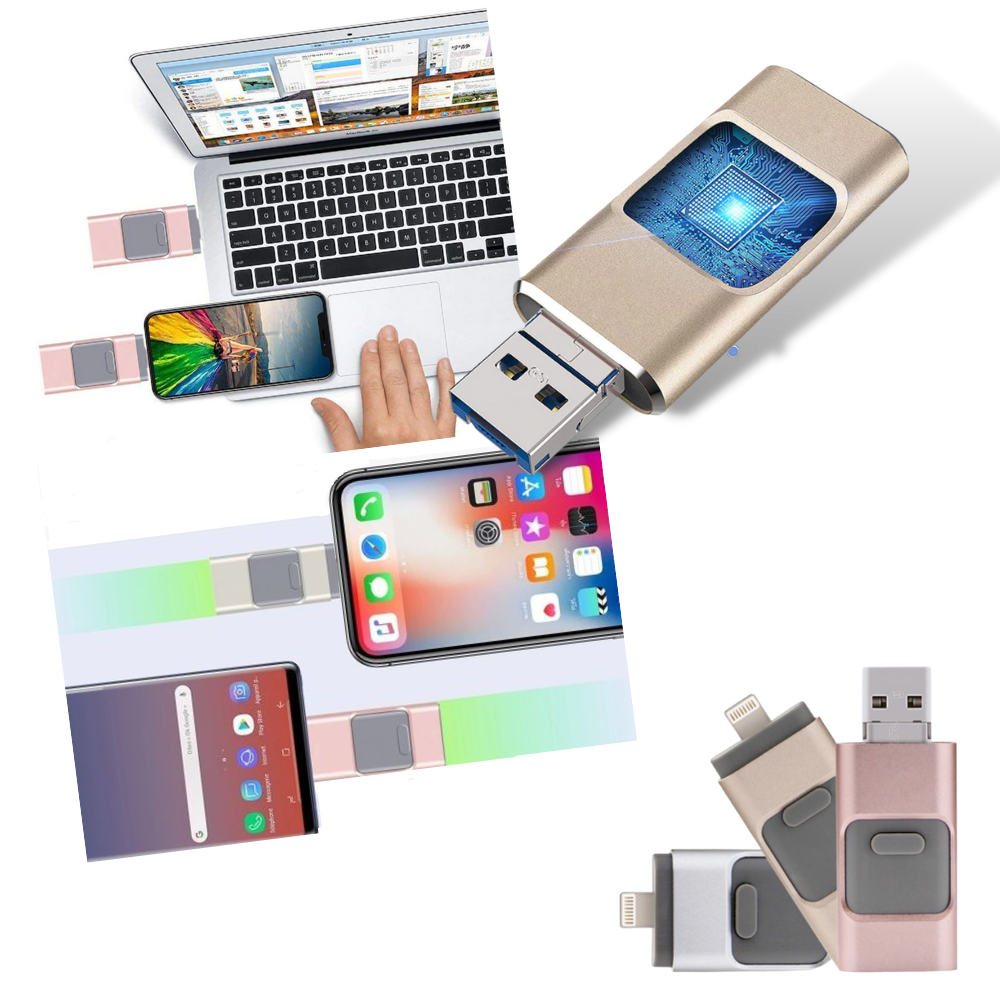 USB-Flashdrive 4 in 1 Met USB-C en OTG - Velinix