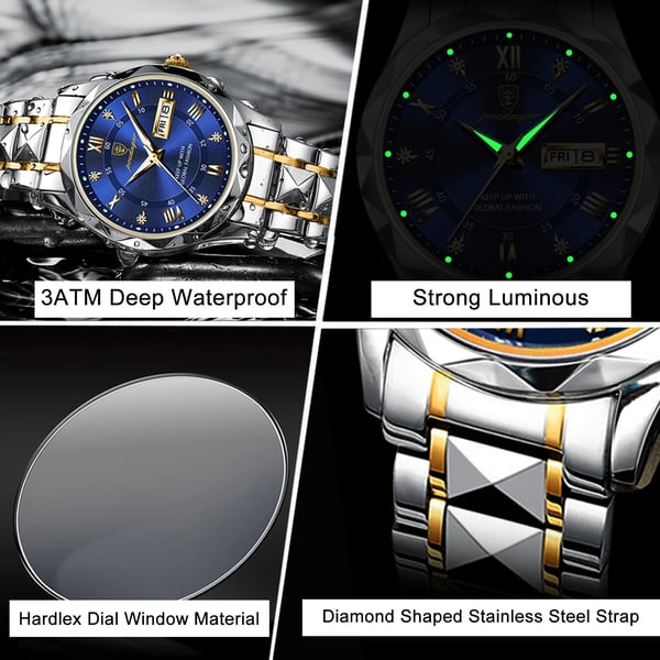 Luxe Herenhorloge 316L RVS met Quartzbeweging en Datum