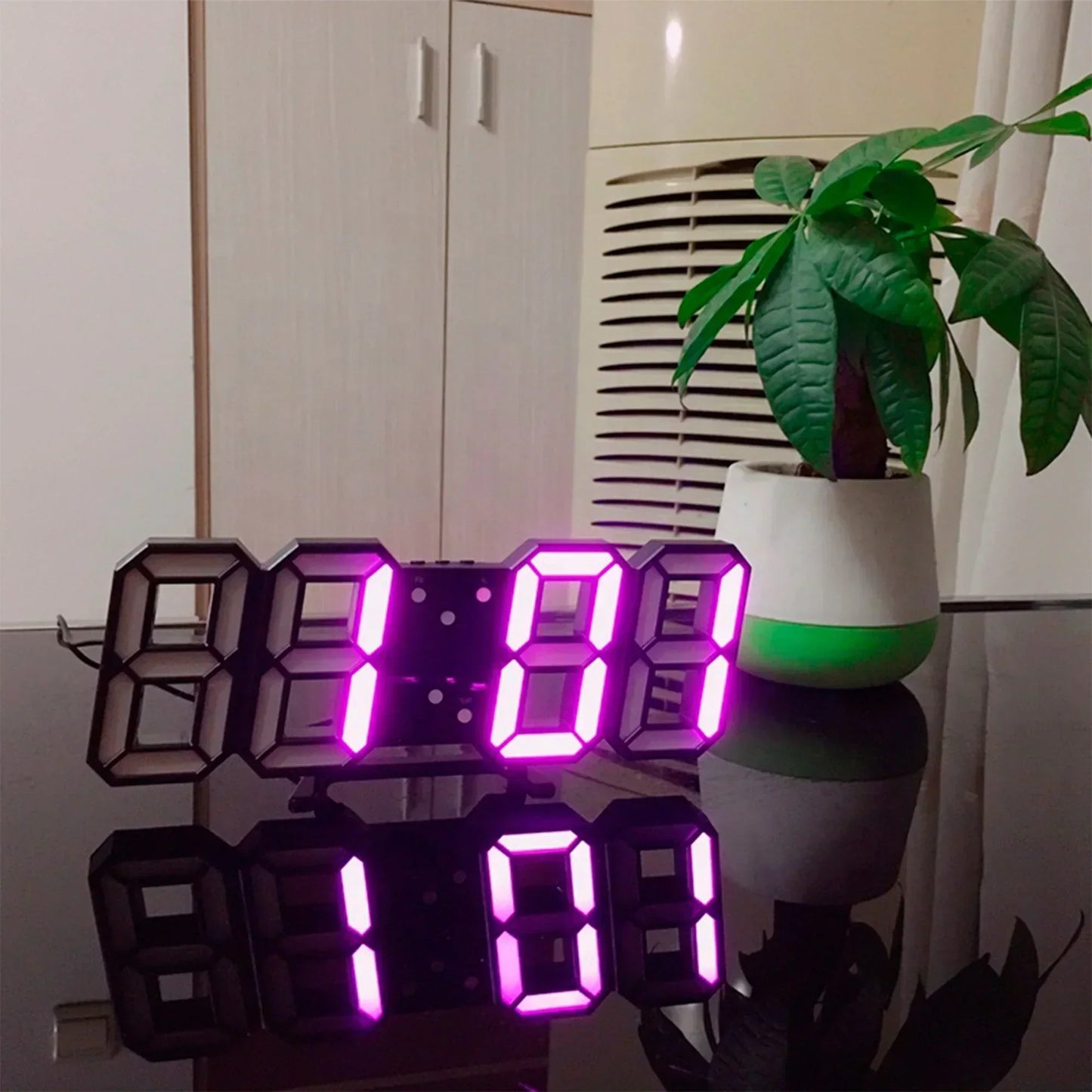 LED Wandklok 3D Digitaal Dimbaar Modern Design