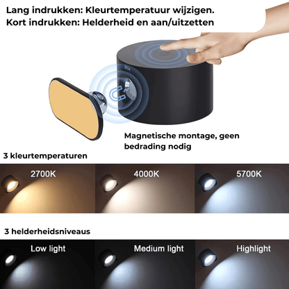 Wandlamp Draadloos Oplaadbaar 360° LED Verlichting