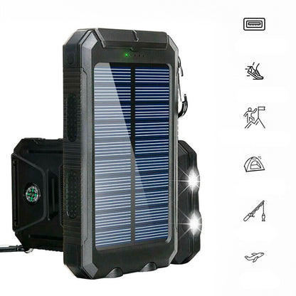 Waterdichte Powerbank met Zonnepaneel en LED Lamp