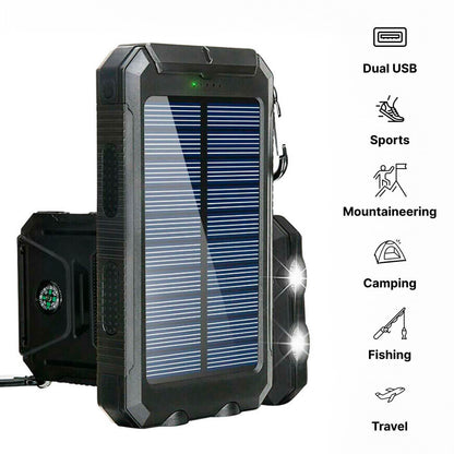 Waterdichte Zonne Powerbank 20000mAh met LED Zaklamp en Dubbele USB