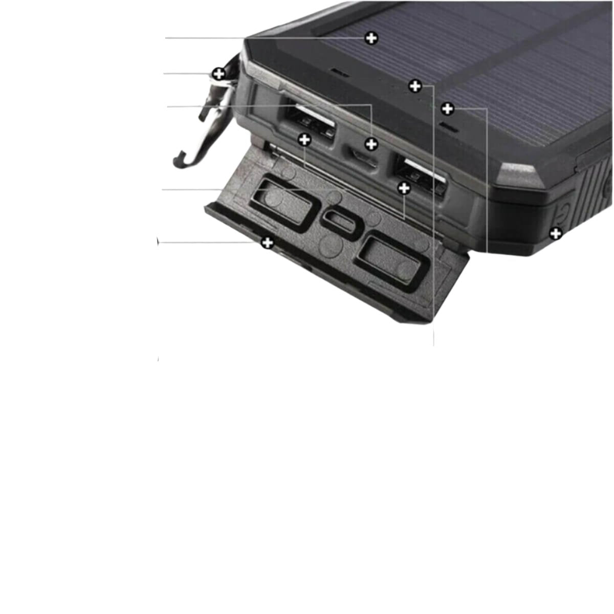 Waterdichte Powerbank met Zonnepaneel en LED Lamp