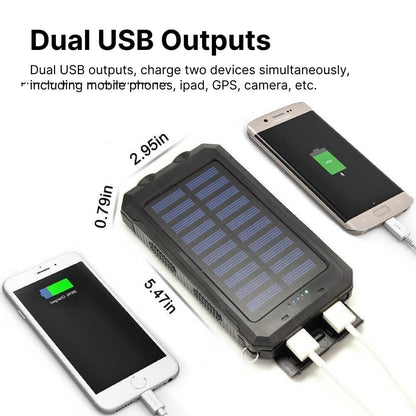 Waterdichte Zonne Powerbank 20000mAh met LED Zaklamp en Dubbele USB