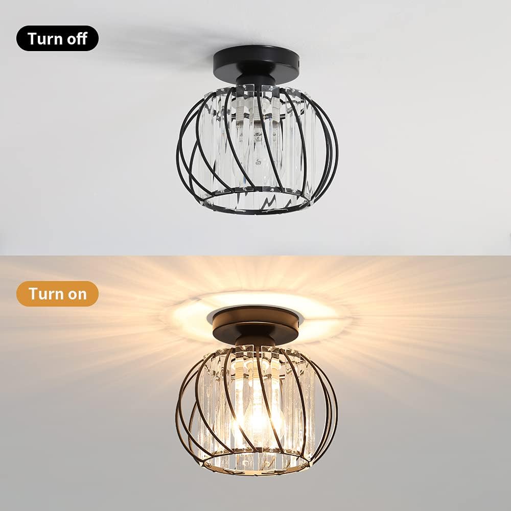 Scandinavische Plafondlamp Glas en Zwart Metaal Design