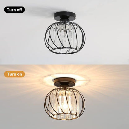 Scandinavische Plafondlamp Glas en Zwart Metaal Design
