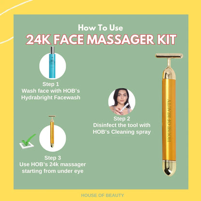 Gezichtsmassage Roller 24K Goud Elektrisch voor Stralende Huid