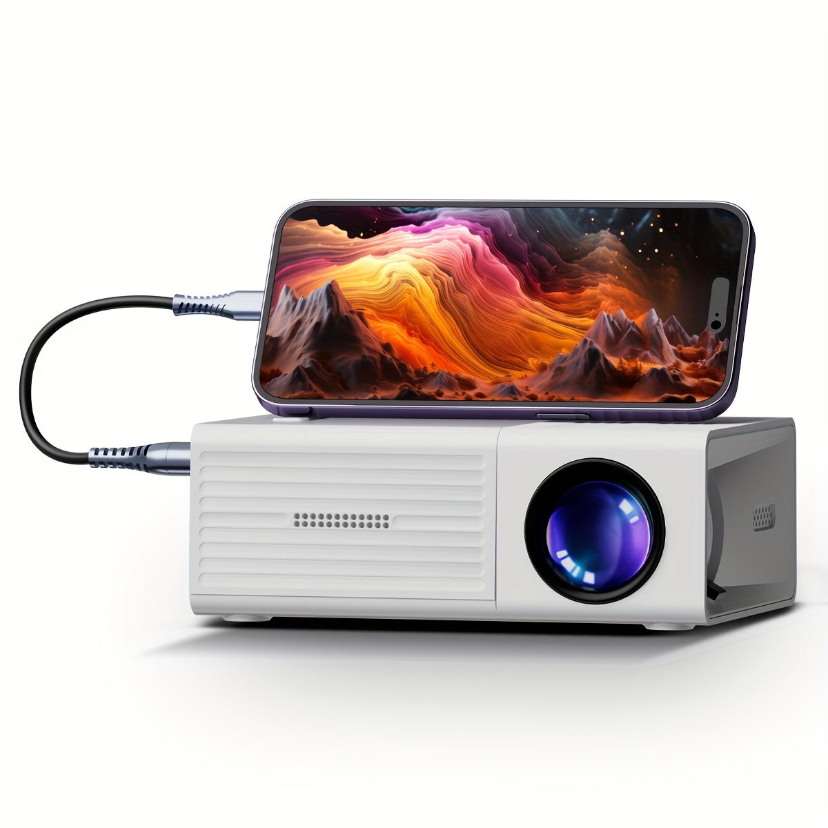 Mini Projector 3000 Lumen Draagbaar HDTV USB voor Thuisbioscoop en Buiten - Velinix