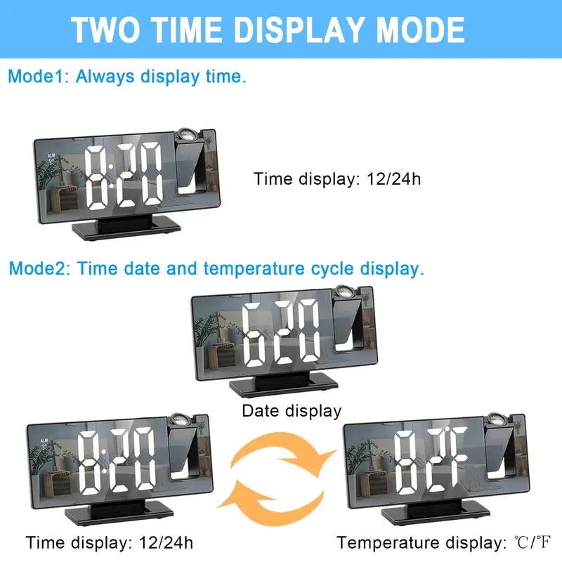 LED Wekker 180° Verstelbaar met Snooze en Temperatuurweergave