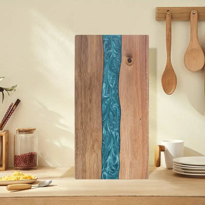 Acaciahouten Snijplank met Hars Rivier voor Kaas en Charcuterie