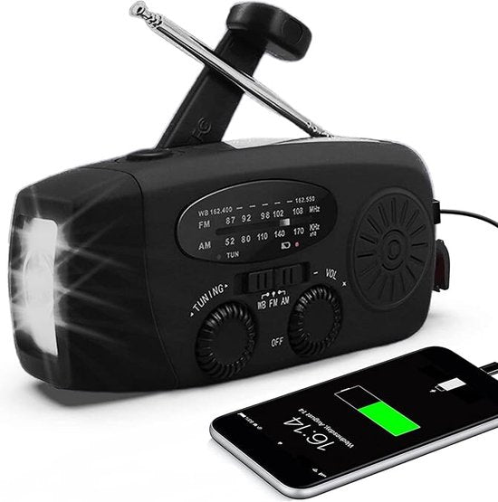 Noodradio met Zaklamp en Powerbank Compact Model