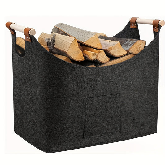 Opvouwbare Houten Koffer 55L Donkergrijs met Leder en Houten Handvatten - Velinix