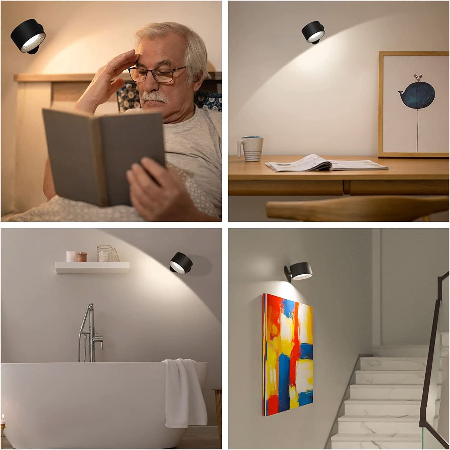 Wandlamp 360° Draadloos USB Oplaadbaar Dimbaar