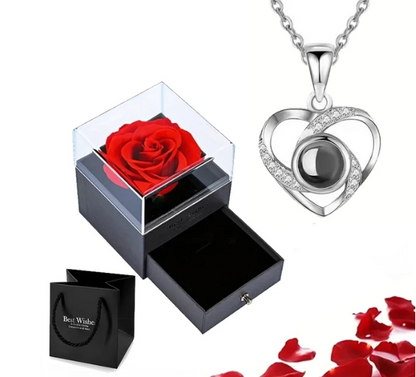 Rozen Hart Ketting Gouden Eeuwige Liefde Geschenkset