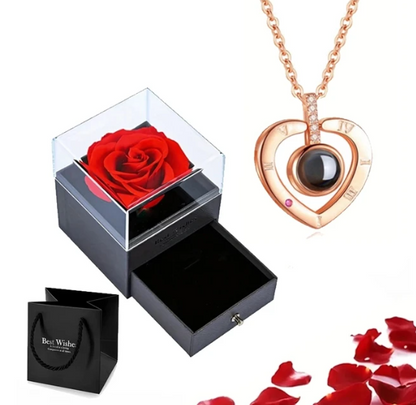 Rozen Hart Ketting Gouden Eeuwige Liefde Geschenkset