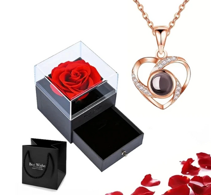 Rozen Hart Ketting Gouden Eeuwige Liefde Geschenkset