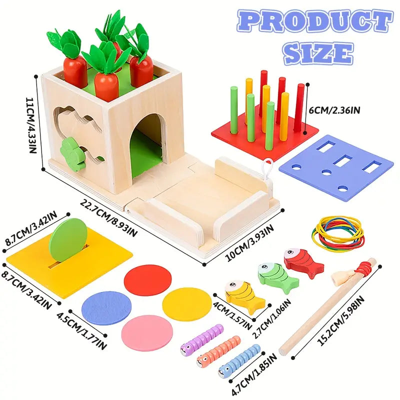 Montessori Speelbox 8-in-1 Houten Speelgoed voor Baby's