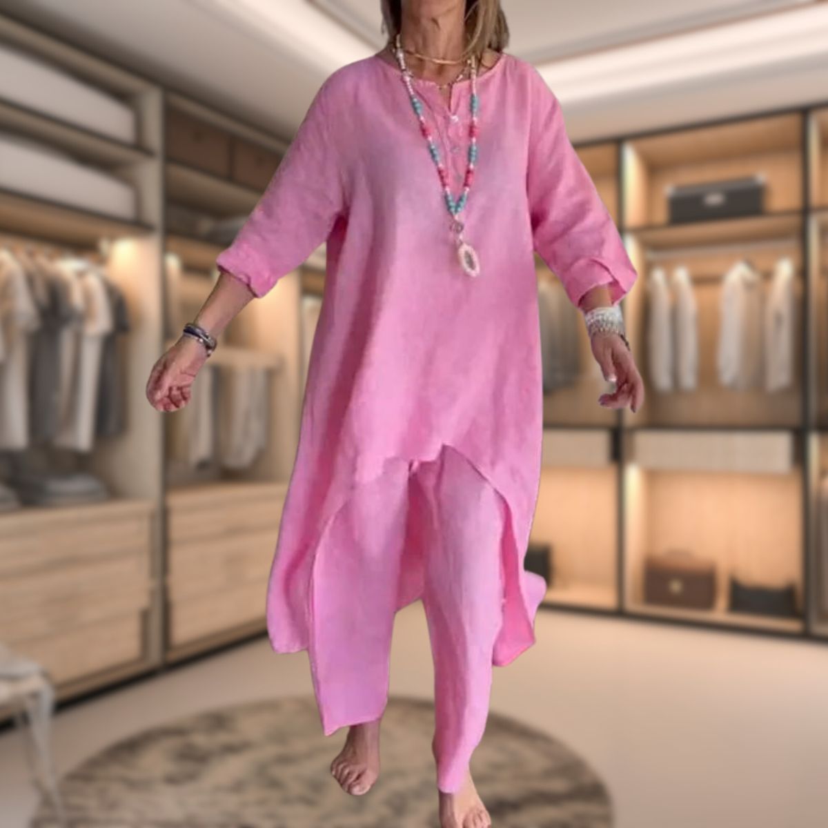 Dames Twee-delige Set Geruit Comfortabel Luxe