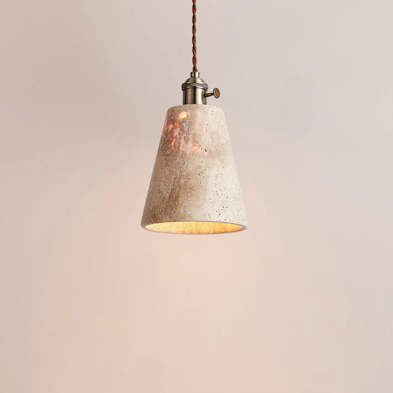 Gele Travertijn Hanglamp met Gouden Details