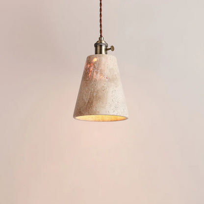 Gele Travertijn Hanglamp met Gouden Details